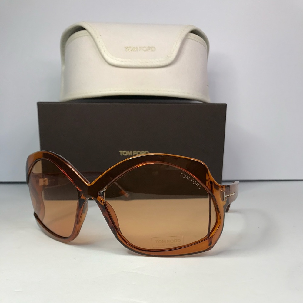 💯- New Authentic Tom Ford Brown Oversized Ladies Sunglasses FT0903 48E 68.
